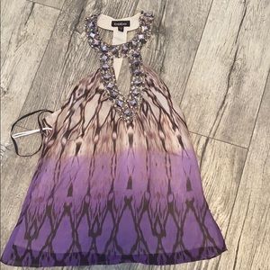 NWOT Bebe neckline embellished flowy top